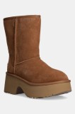 UGG cizme de zapada din piele intoarsa Classic Short New Heights femei, culoarea maro, cu platforma, izolat, 1158310-CHE