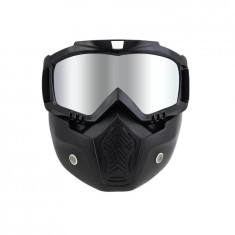 Masca protectie fata din plastic dur + ochelari ski, lentila argintie, AD03 foto