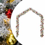 VidaXL Ghirlandă de Crăciun cu globuri și lumini LED, verde, 5 m, PVC