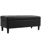 HOMCOM Bancă cu depozitare 136 L, taburet cu ladă 110x41x42 cm, piele ecologică pet-friendly, negru | Aosom Romania