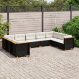 vidaXL Set mobilier de grădină cu perne, 9 piese, negru, poliratan 3261977