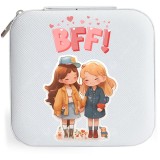 Cutie de bijuterii portabila, personalizata pentru Cea mai Buna Prietena, 10x10x5 cm, alba, BFF - Best Friend Forever