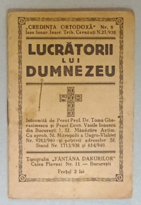 LUCRATORII LUI DUMNEZEU de TOMA GHERASIMESCU si VASILE IONESCU , 1940 foto