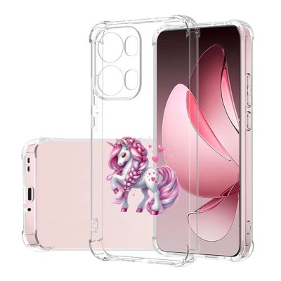Husa antisoc pentru oppo reno13 pro, airbag, pink unicorn, clear foto