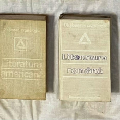 Lot de doua dictionare cartonate cronologice de literatura: americana+romana