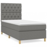 Cumpara ieftin Pat box spring cu saltea, gri inchis, 80x200 cm, textil