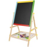 Cumpara ieftin Tabla Educativa pentru Copii cu 2 Fete si Suport pentru Accesorii, Lemn, 65.5 x 40x 33 cm, Multicolor, Oem