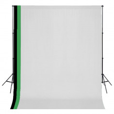 vidaXL Set studio foto cu 3 fundaluri de bumbac, cadru reglabil, 3x3 m