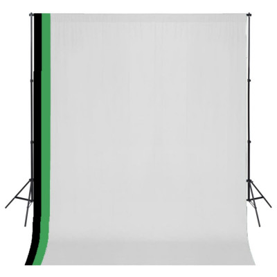 vidaXL Set studio foto cu 3 fundaluri de bumbac, cadru reglabil, 3x3 m foto