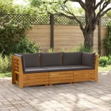 vidaXL Set de canapele de exterior 3 Bucată Maro Lemn Solid de Acacia 3403106