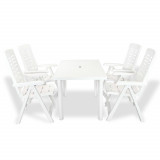 Set mobilier de exterior, 5 piese, alb, plastic GartenMobel Dekor, vidaXL