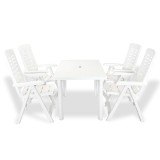 vidaXL Set mobilier de exterior, 5 piese, alb, plastic 275074