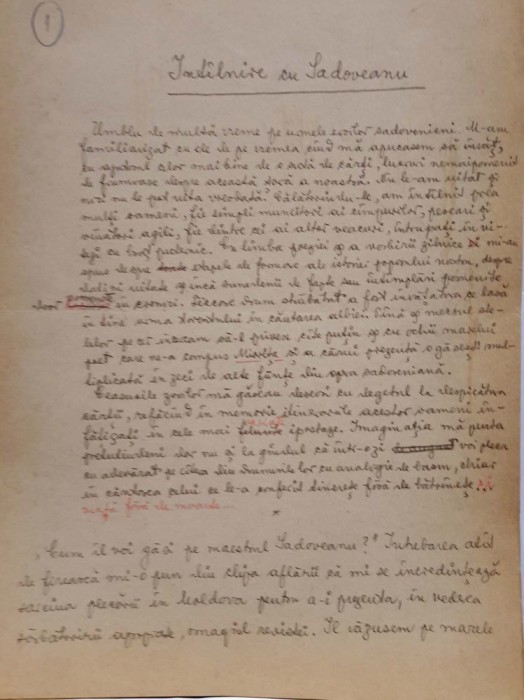 Mihail Sadoveanu - manuscris original de Petru Stoica