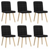 Gossi scaune de sufragerie 6 buc. negru material textil