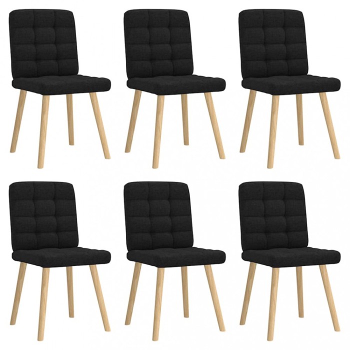 Gossi scaune de sufragerie 6 buc. negru material textil