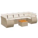 Cumpara ieftin Set canapele de gradina, 8 piese, cu perne, bej, poliratan