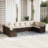 Cumpara ieftin Set de canapele pentru grădină cu pernă 10 pcs Maro Rattan poli