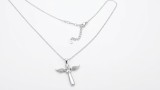 Cumpara ieftin Lantisor din argint 925 cu pandantiv Cruce cu aripi de Inger si cristal inima