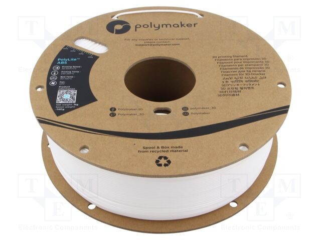 Filament ABS 1,75mm alb POLYMAKER PolyLite&trade; 1kg 245-265&deg;C 90-100&deg;C