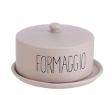 Cumpara ieftin Platou cu capac servire branzeturi ceramica neagra bej 21 x 12 cm