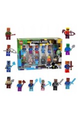 Set de 12 figurine Minecraft, inclusiv Steve Zombie, multicolor, 5 cm