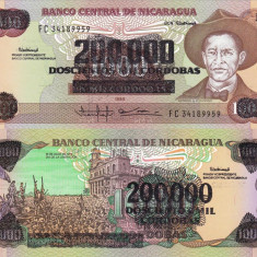 NICARAGUA 200.000 cordobas on 1.000 cordobas 1990 (1985) UNC!!!