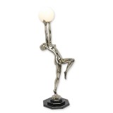 Femeie-lampa Art Deco din bronz cu soclu marmura TBE-83