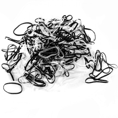 Set Elastice Păr, 100 Bucăți, Culori Negru și Transparent foto