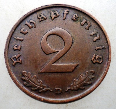 2.798 GERMANIA 2 REICHSPFENNIG 1936 D RARA foto