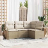 VidaXL Set de canapele pentru grădină 4 pcs Bej Rattan poli