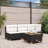 Masa gradina Gossi, 55x55x36 cm, poliratan negru, lemn acacia, patrata, exterior