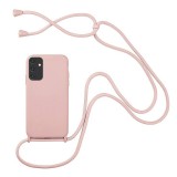 Husa compatibila cu samsung galaxy a13 5g, strap, cu snur prindere gat regrabil, camera protect, antishock, nude pink