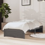 vidaXL Cadru de pat Small Single 2FT6, gri, 75x190 cm, lemn masiv