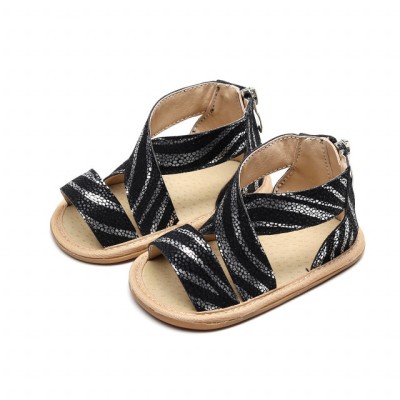Sandalute negre cu dungi argintii (Marime Disponibila: 3-6 luni (Marimea 18 foto