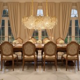 Candelabru Cristal LUXE Supremo, 11xE14, Dimensiuni 83x33 cm, Inaltime 28cm, Auriu Lucios, Inaltime Reglabila, Design Elegant
