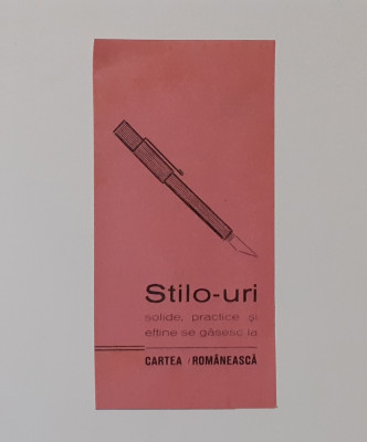 Reclama La Stilou Anii &amp;#039;40 - Editura Cartea Romaneasca Reclama Carti (RAR) foto
