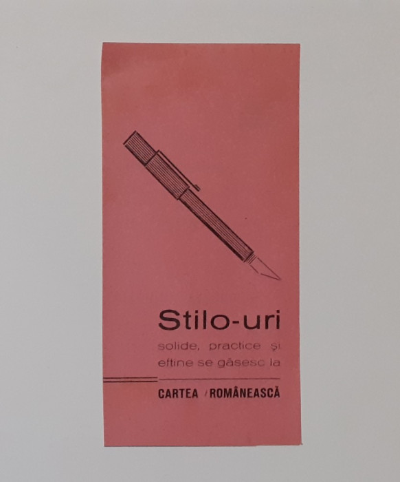 Reclama La Stilou Anii &#039;40 - Editura Cartea Romaneasca Reclama Carti (RAR)