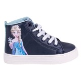 Ghete sport Frozen Elsa, marimea 28, albastre, cu siret. Adidasi copii, model high-top, ideali pentru joaca. Colectia Disney
