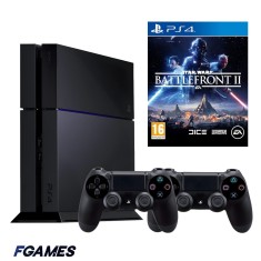 Consola Sony Playstation 4 Ps4 500gb + Doua Controllere + Star Wars Battlefront Ii PlayStation 4, Second-Hand