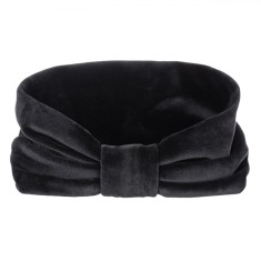 Bentiță de Păr Damă, Lată, Catifelată, Negru, Nod, 12cm