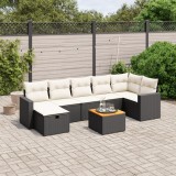 vidaXL Set mobilier de grădină cu perne, 8 piese, negru, poliratan 3264843
