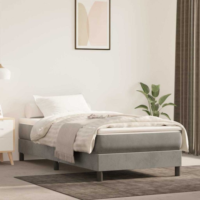 vidaXL Saltea cu arcuri buzunar de copii, gri deschis 80x160cm catifea 4016546