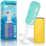 Bideu Portabil, pentru Postpartum/ Postoperator, 450 mL, cu Capac si Husa Galbena, Culoare Recipient Verde