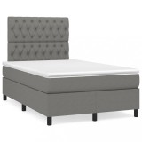 Cumpara ieftin Pat box spring cu saltea, gri inchis, 120x200 cm, textil