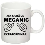 Cana alba personalizata "Asa arata un mecanic extraordinar", INOVATIX&reg;. 330ml