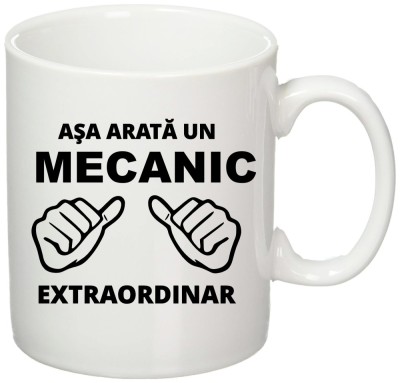 Cana alba personalizata &amp;quot;Asa arata un mecanic extraordinar&amp;quot;, INOVATIX&amp;reg;. 330ml foto
