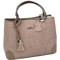 Geanta Piele Naturala de Dama cu Model Floral, Made in Italy, Curea de umar, 30x24x11,5 cm foto