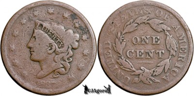 1837, 1 Cent - Liberty Head / Matron Head Modified - Statele Unite ale Americii foto