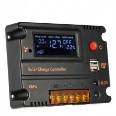 Controler solar 20A 12/24V CMG2420 cu display LCD si mufe USB foto