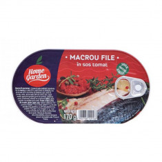 Macrou File in Sos Tomat, Home Garden, 170 g, Macrou File la Conserva Home Garden, Conserva de Peste, Home Garden Conserva Macrou, Macrou File Home Ga